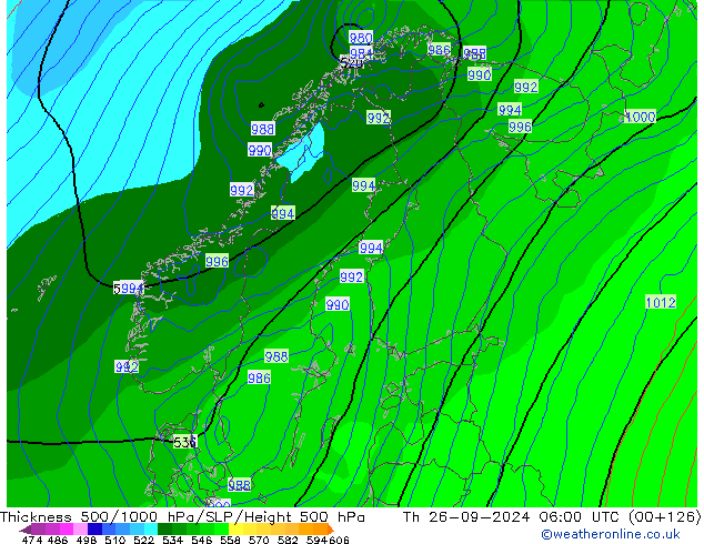 500-1000 hPa Kalınlığı GFS Per 26.09.2024 06 UTC