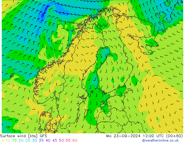 Bodenwind GFS Mo 23.09.2024 12 UTC