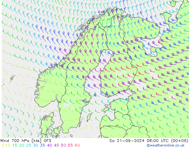 Wind 700 hPa GFS Sa 21.09.2024 06 UTC