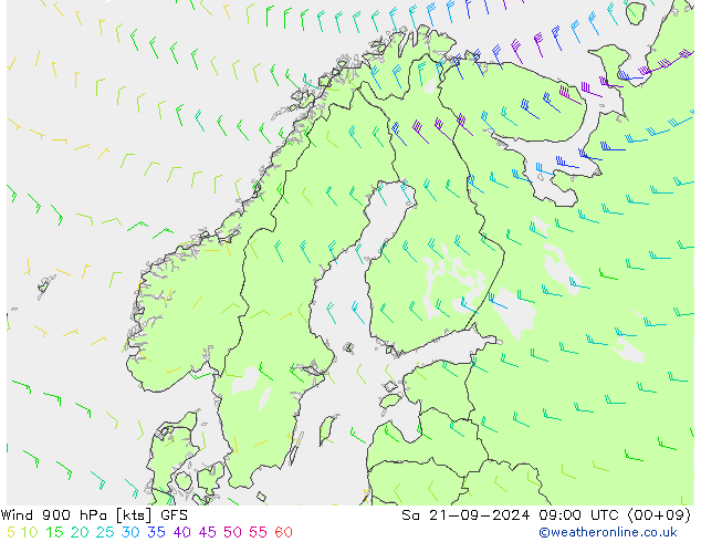 Wind 900 hPa GFS Sa 21.09.2024 09 UTC