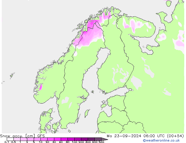 Toplam Kar GFS Pzt 23.09.2024 06 UTC