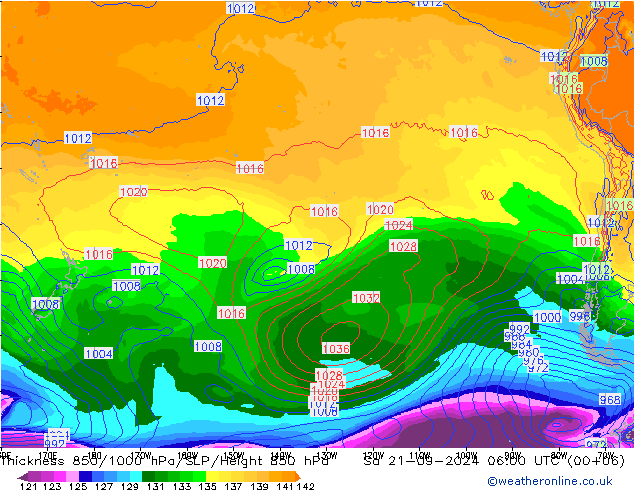 Thck 850-1000 hPa GFS Sa 21.09.2024 06 UTC