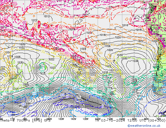 Theta-e 700hPa GFS jeu 03.10.2024 12 UTC