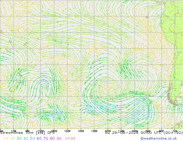 Streamlines 10m GFS Září 2024