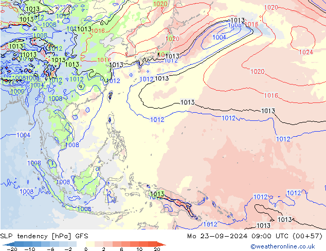 Y. Basıncı eğilimi GFS Pzt 23.09.2024 09 UTC