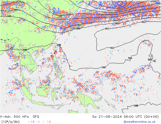 V-Adv. 500 гПа GFS сб 21.09.2024 06 UTC