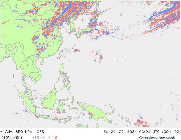 V-Adv. 850 hPa GFS zo 29.09.2024 00 UTC