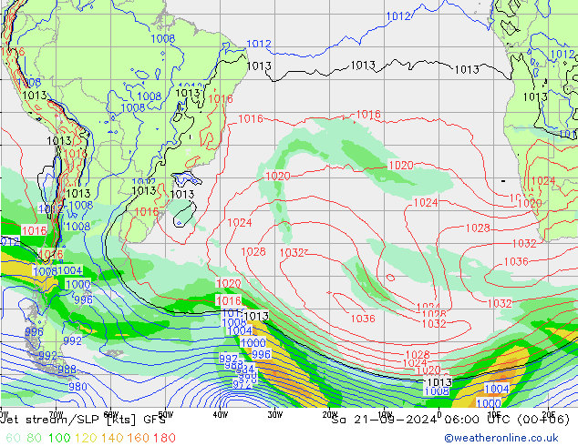 Jet stream/SLP GFS So 21.09.2024 06 UTC