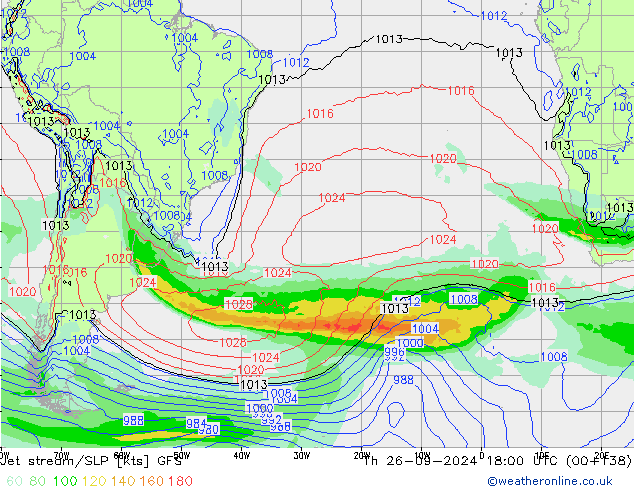 Jet stream/SLP GFS Th 26.09.2024 18 UTC