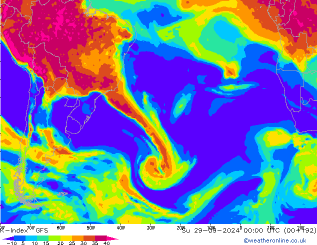 K-Index GFS Su 29.09.2024 00 UTC