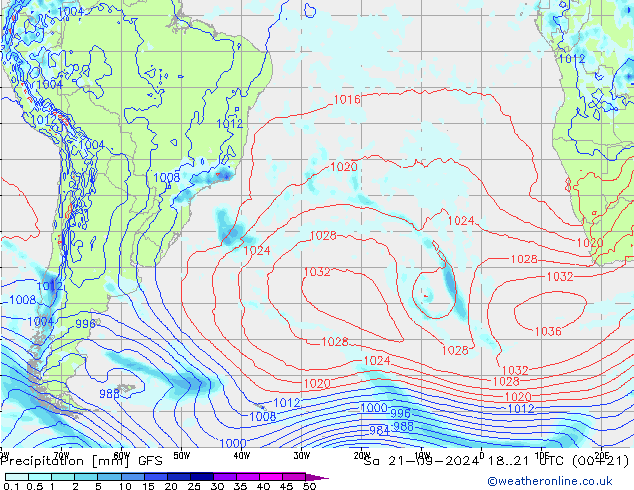 Precipitation GFS Sa 21.09.2024 21 UTC