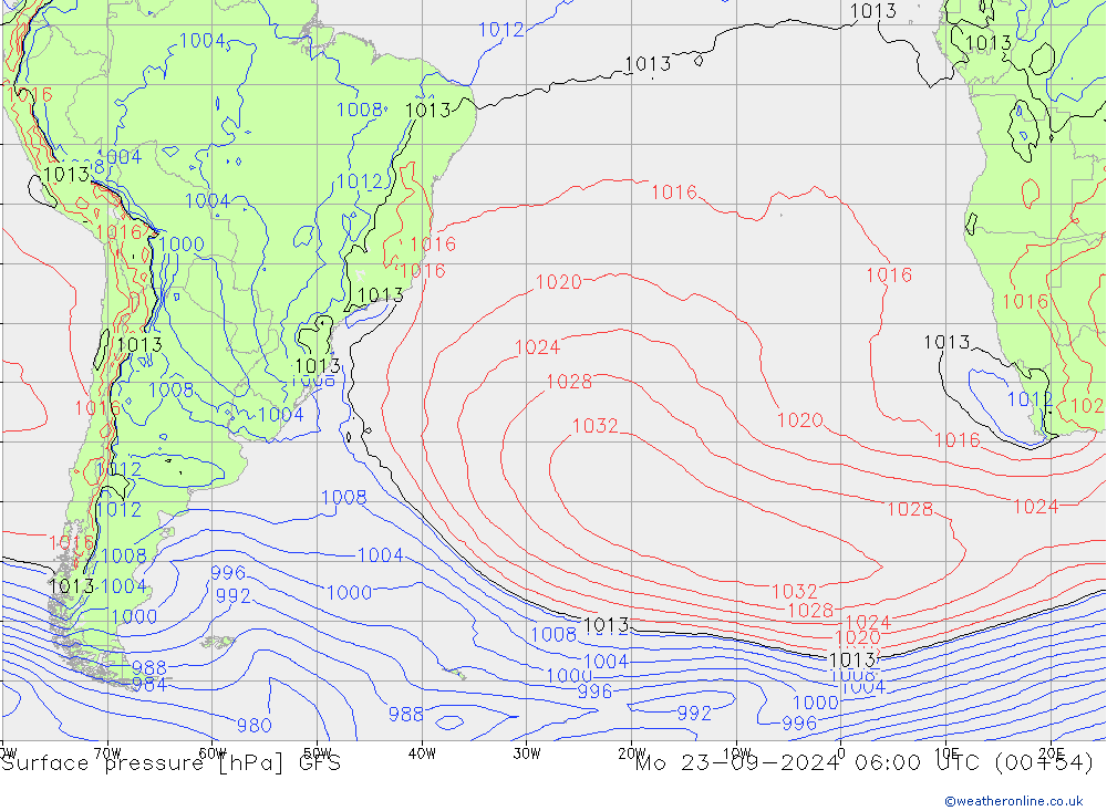 Pressione al suolo GFS lun 23.09.2024 06 UTC