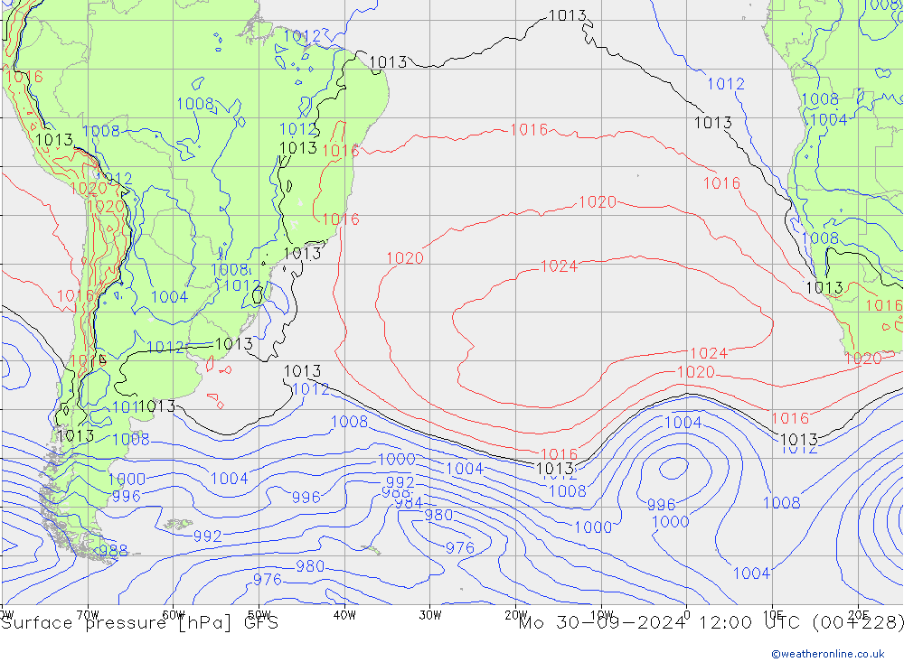 приземное давление GFS пн 30.09.2024 12 UTC