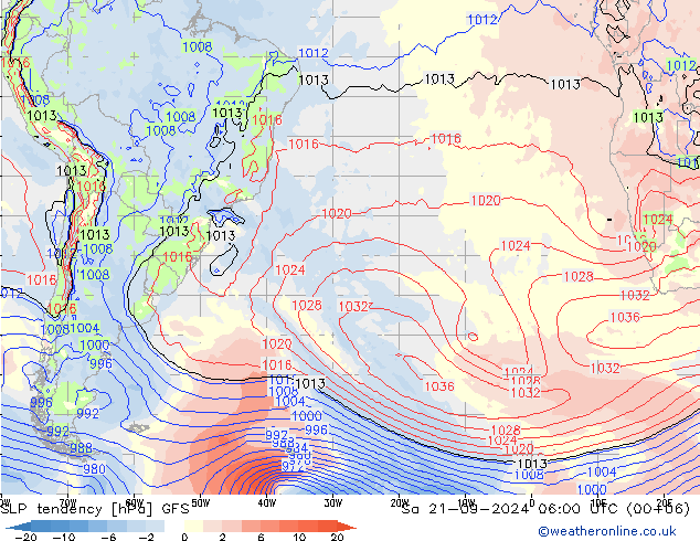 SLP tendency GFS So 21.09.2024 06 UTC