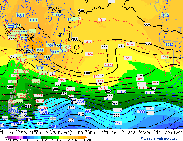 Thck 500-1000hPa GFS Th 26.09.2024 00 UTC