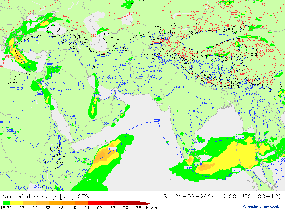 Max. wind velocity GFS  21.09.2024 12 UTC