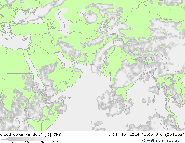 Wolken (mittel) GFS Di 01.10.2024 12 UTC