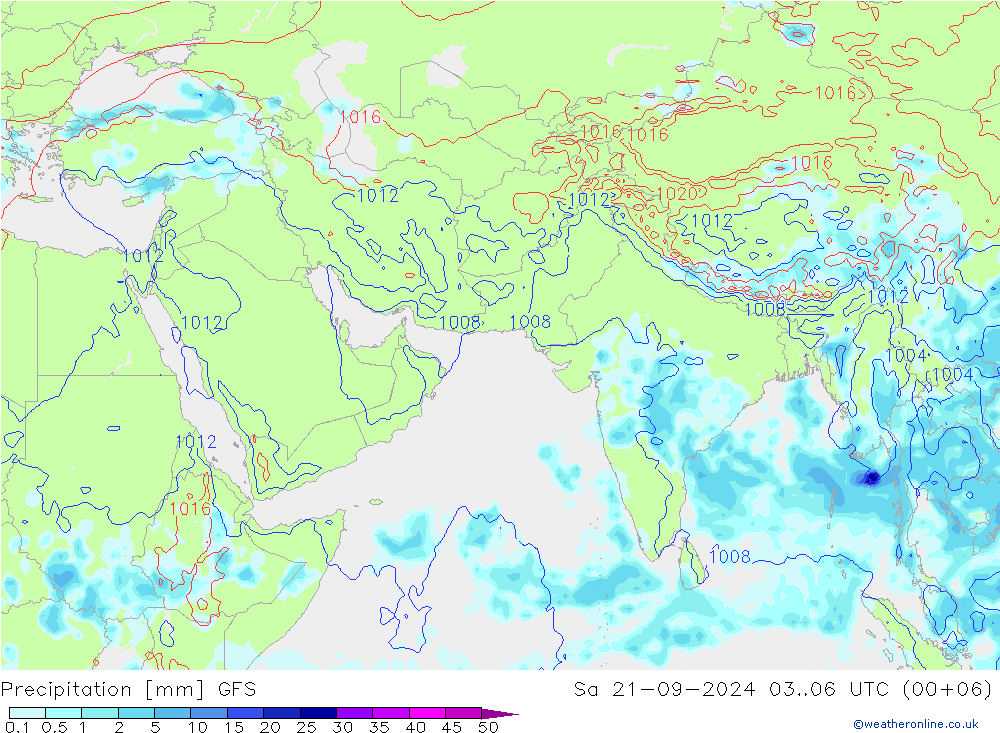 降水 GFS 星期六 21.09.2024 06 UTC