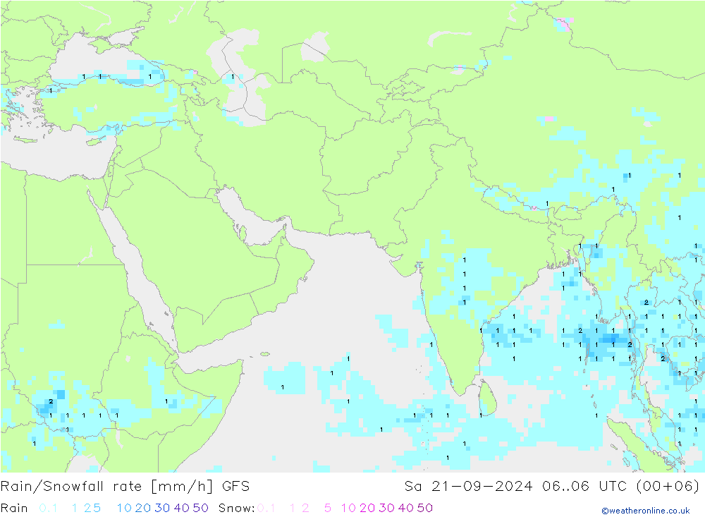 Regen/Schneefallrate GFS Sa 21.09.2024 06 UTC