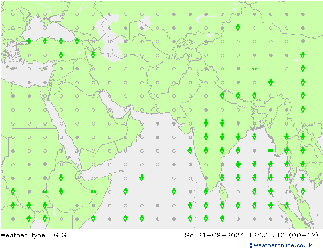 降水类型 GFS 星期六 21.09.2024 12 UTC