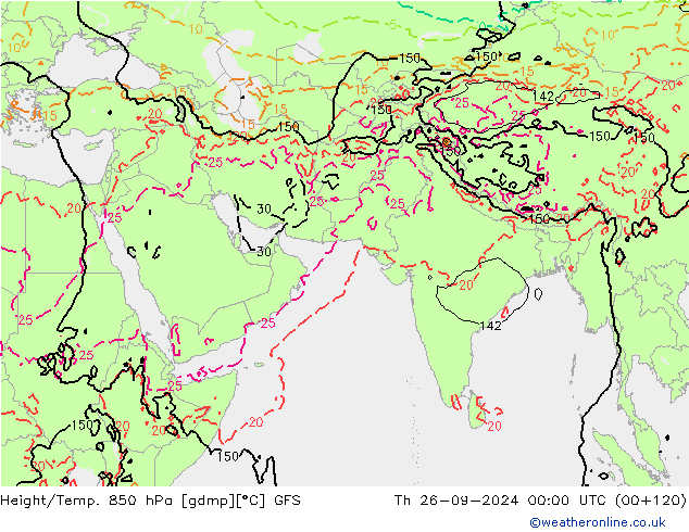 Z500/Rain (+SLP)/Z850 GFS Th 26.09.2024 00 UTC