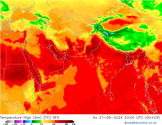 Maksimum Değer (2m) GFS Cts 21.09.2024 03 UTC