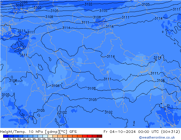 Height/Temp. 10 hPa GFS Fr 04.10.2024 00 UTC