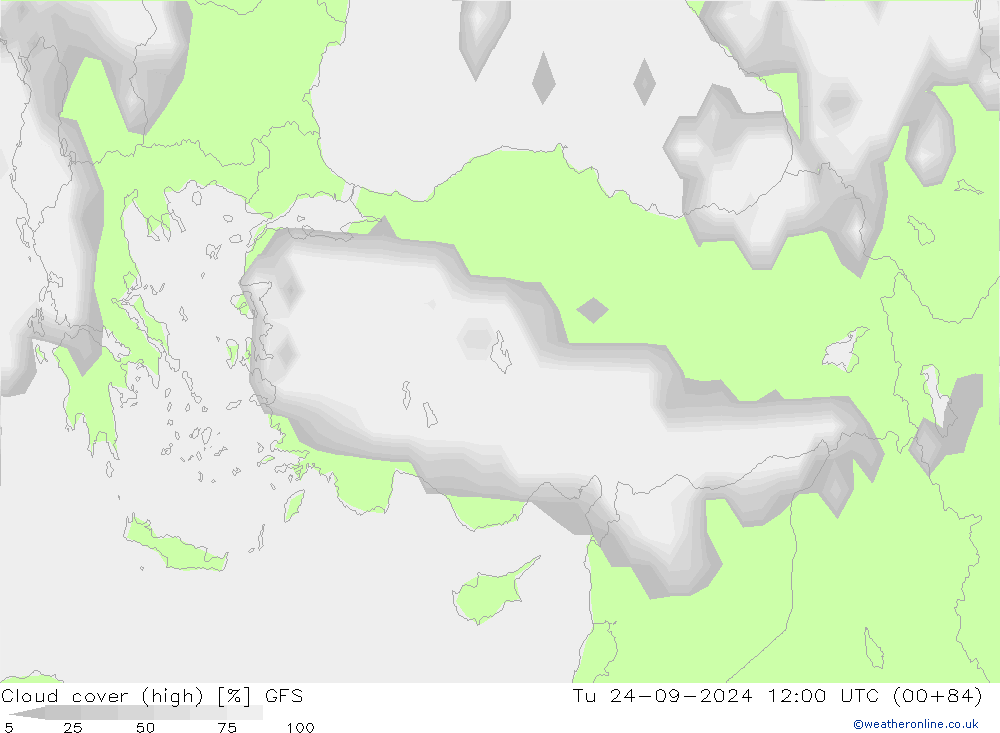 Bewolking (Hoog) GFS di 24.09.2024 12 UTC