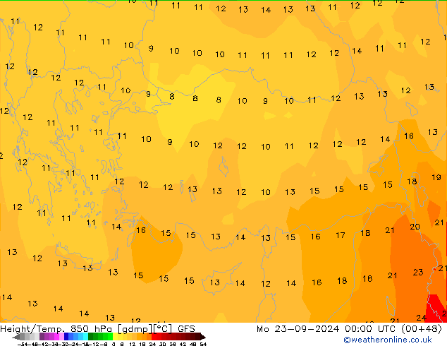 Z500/Yağmur (+YB)/Z850 GFS Pzt 23.09.2024 00 UTC