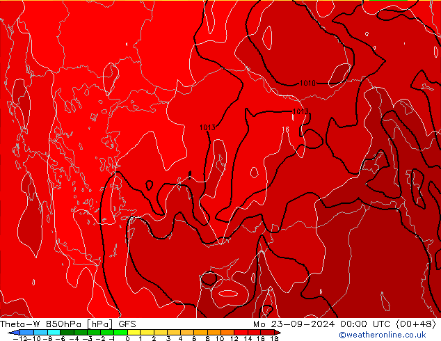 Theta-W 850hPa GFS lun 23.09.2024 00 UTC