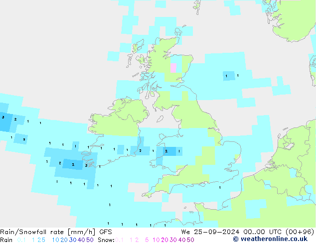 Regen/Sneeuwval GFS wo 25.09.2024 00 UTC