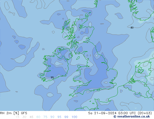 Humedad rel. 2m GFS sáb 21.09.2024 03 UTC