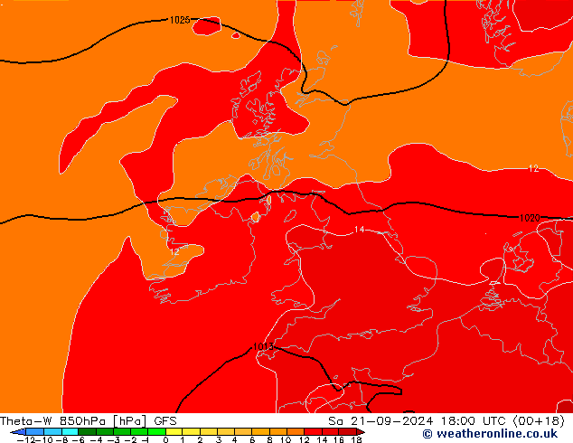 Theta-W 850hPa GFS Sáb 21.09.2024 18 UTC