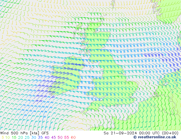 Wind 500 hPa GFS za 21.09.2024 00 UTC