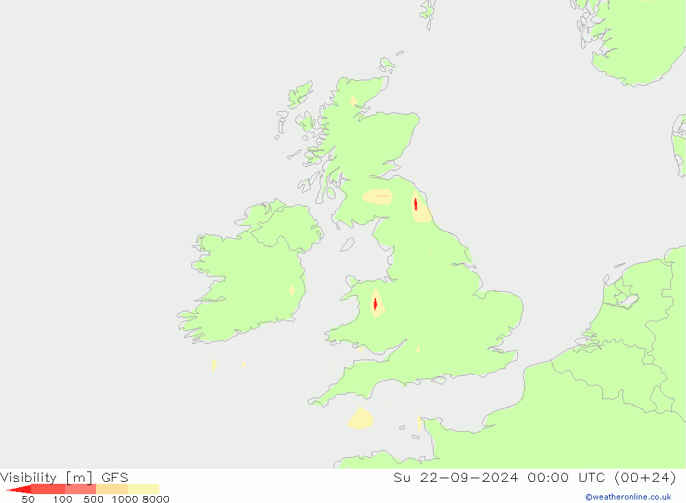 Visibility GFS Su 22.09.2024 00 UTC