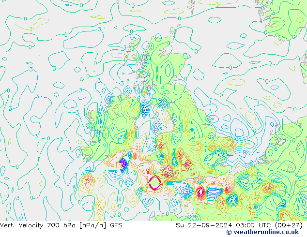 700 hPa Dikey Hız GFS Paz 22.09.2024 03 UTC