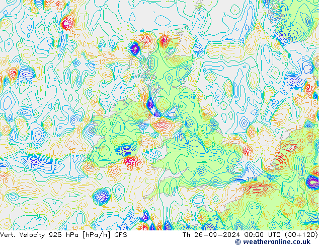 Vert. Velocity 925 hPa GFS Th 26.09.2024 00 UTC