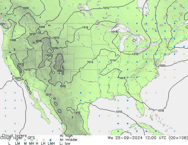 Cloud layer GFS mer 25.09.2024 12 UTC