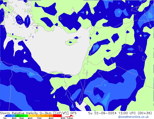 Storm Relative Helicity GFS So 22.09.2024 12 UTC