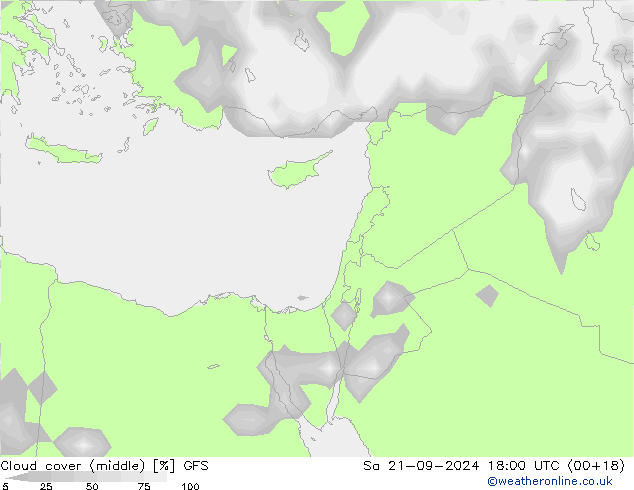 Cloud cover (middle) GFS Sa 21.09.2024 18 UTC