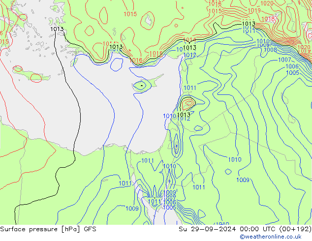 Presión superficial GFS dom 29.09.2024 00 UTC