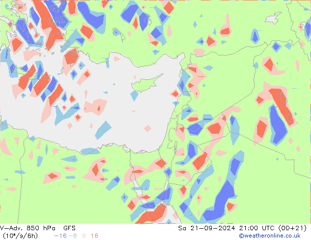 V-Adv. 850 hPa GFS Sa 21.09.2024 21 UTC