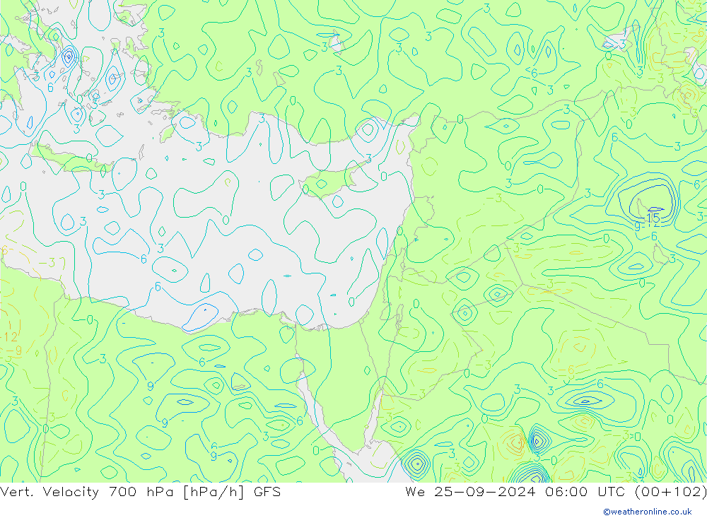 Vert. Velocity 700 hPa GFS St 25.09.2024 06 UTC