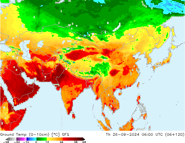 Ground Temp (0-10cm) GFS Th 26.09.2024 06 UTC