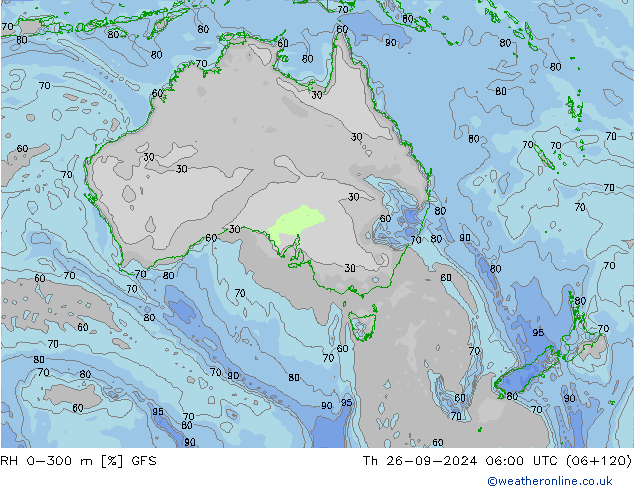 RH 0-300 m GFS Th 26.09.2024 06 UTC