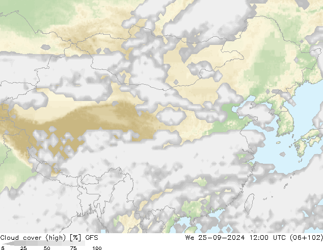 云 (中) GFS 星期三 25.09.2024 12 UTC