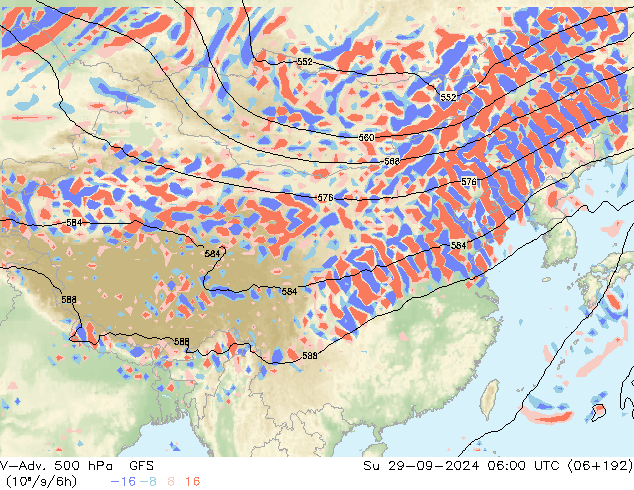 V-Adv. 500 hPa GFS 星期日 29.09.2024 06 UTC