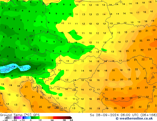 Bodentemperatur GFS Sa 28.09.2024 06 UTC