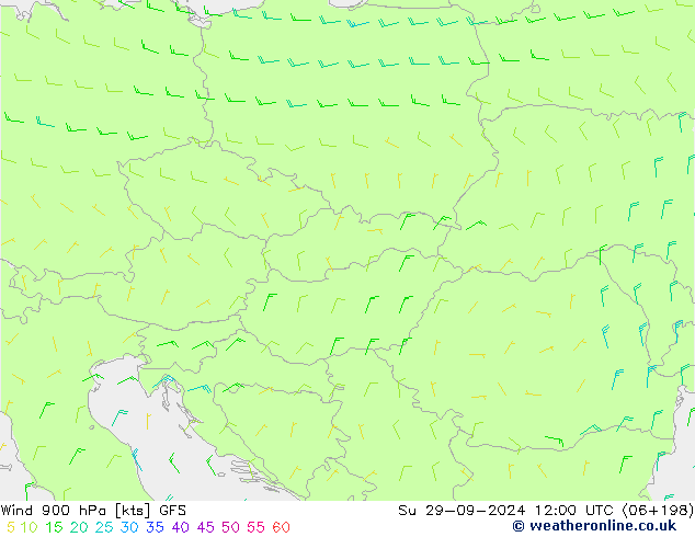 Wind 900 hPa GFS Su 29.09.2024 12 UTC