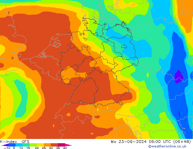 K-Index GFS пн 23.09.2024 06 UTC